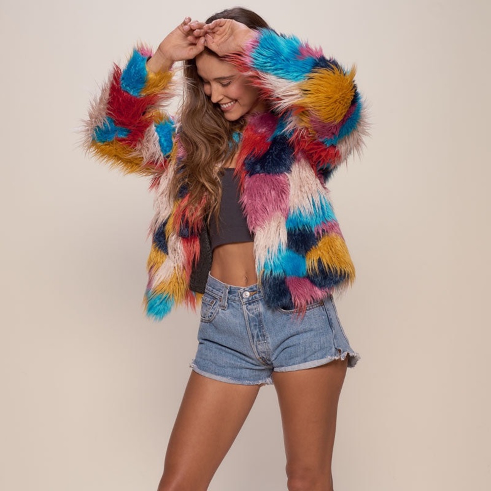 Spirit Hood Butterfly Faux fur Bomber jacket